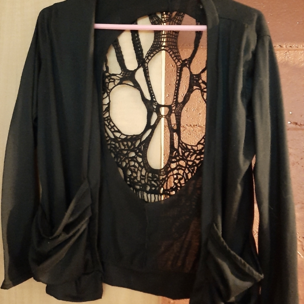 Black Skull Cut out Cardigan